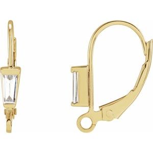 14K Yellow Gold Tapered Baguette 15.3 X 11.3 Mm 4.25 X 2 X 1.5Mm Ghi Si2-Si3 1/10 Ct Natural Diamond Lever Back Earring Top