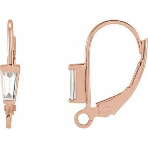 14K Rose Gold Tapered Baguette 15.3 X 11.3 Mm 4.25 X 2 X 1.5Mm Ghi Si2-Si3 1/10 Ct Natural Diamond Lever Back Earring Top