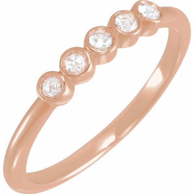14K Rose Or Yellow Or White Gold Round 2 Mm Polished 1/8 Ctw Natural Diamond 5-Stone Rose-Cut Ring, Size 7