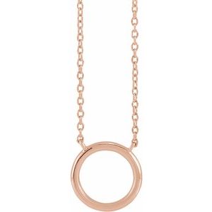 14K Rose Gold 10.67 X 10.3 Mm 18 In Polished Open Circle Necklace