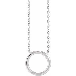 14K White Gold 10.67 X 10.3 Mm 18 In Polished Open Circle Necklace
