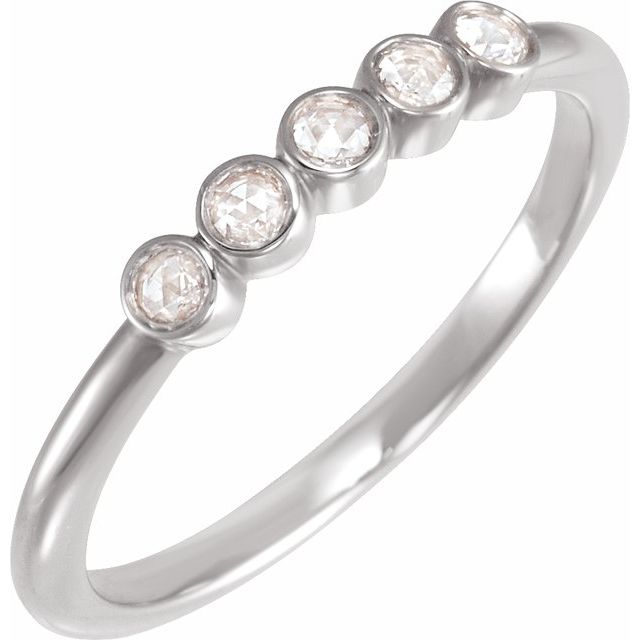 14K Rose Or Yellow Or White Gold Round 2 Mm Polished 1/8 Ctw Natural Diamond 5-Stone Rose-Cut Ring, Size 7