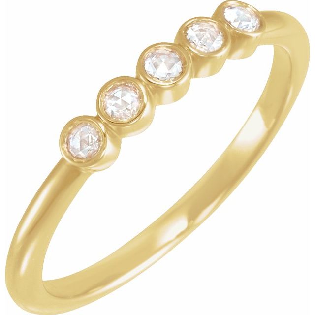 14K Rose Or Yellow Or White Gold Round 2 Mm Polished 1/8 Ctw Natural Diamond 5-Stone Rose-Cut Ring, Size 7
