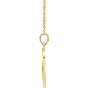 14K Yellow Gold Hope 26.34 X 18 Mm 16-18 In Polished "Hope" Engraved Necklace