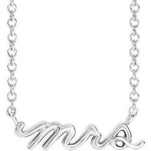 Sterling Silver 15 X 4.47 Mm 16 In Polished "Mrs" Necklace
