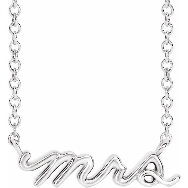 14K Yellow Or White Gold 15 X 4.47 Mm 18 In Polished "Mrs" Necklace