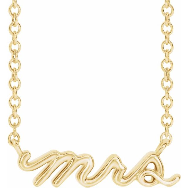 14K Yellow Or White Gold 15 X 4.47 Mm 18 In Polished "Mrs" Necklace