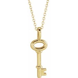 14K Yellow Gold 20 X 6.5 Mm 16-18 In Polished Key Necklace