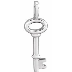 14K White Gold 20 X 6.5 Mm Polished Key Pendant