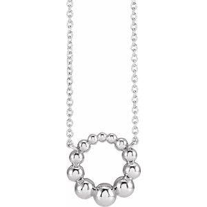 Sterling Silver 12 X 12 Mm 16 In Polished Beaded Circle Necklace