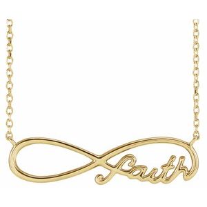 14K Yellow Gold 28.36 X 7.33 Mm 18 In Polished Faith Infinity Symbol Necklace