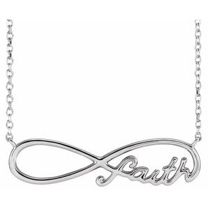 Sterling Silver 28.36 X 7.33 Mm 18 In Polished Faith Infinity Symbol Necklace