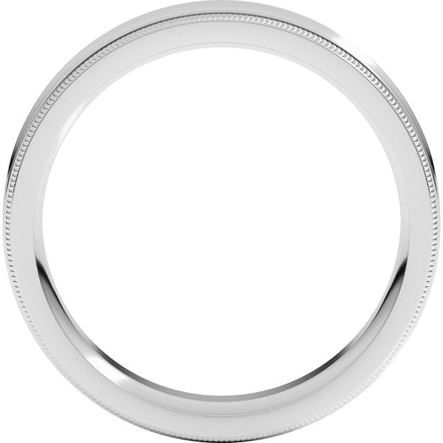 14K White Gold Standard Weight Milgrain Concave Comfort Fit With Edge Band