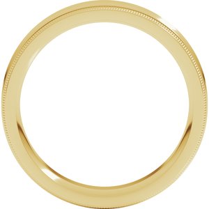 14K Yellow  Gold 5 Mm  Milgrain Concave Comfort Fit With Edge Band Size 4