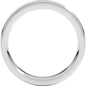 14K White  Gold 5 Mm  Milgrain Concave Comfort Fit With Edge Band Size 10