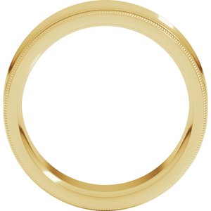 14K Yellow  Gold 8 Mm  Milgrain Concave Comfort Fit With Edge Band Size 6