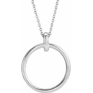 Sterling Silver 22.05 X 18.29 Mm 16-18 In Polished Circle Necklace