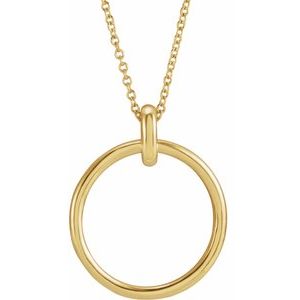 14K Yellow Gold 22.05 X 18.29 Mm 16-18 In Polished Circle Necklace