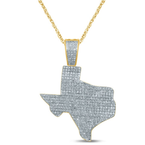 10K Yellow Gold 0.61-0.67 Cttw Diamond Texas Map Charm