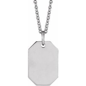 Sterling Silver 16.37 X 9.17 Mm 16-18 In Polished Engravable Dog Tag Necklace