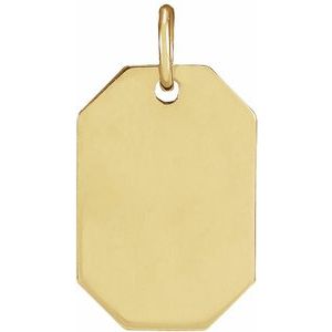 14K Yellow Gold 16.37 X 9.17 Mm Polished Dog Tag Pendant