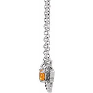 Sterling Silver Oval 4 X 3 Mm  Natural Spessartite Garnet Bee Necklace, Length: 18 In