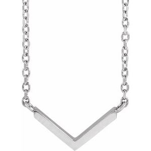 Sterling Silver 12.92 X 6.14 Mm 18 In Polished Minimalist V-Shaped Necklace