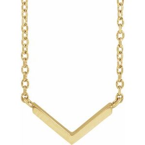 14K Yellow Gold 12.92 X 6.14 Mm 18 In Polished Minimalist V-Shaped Necklace