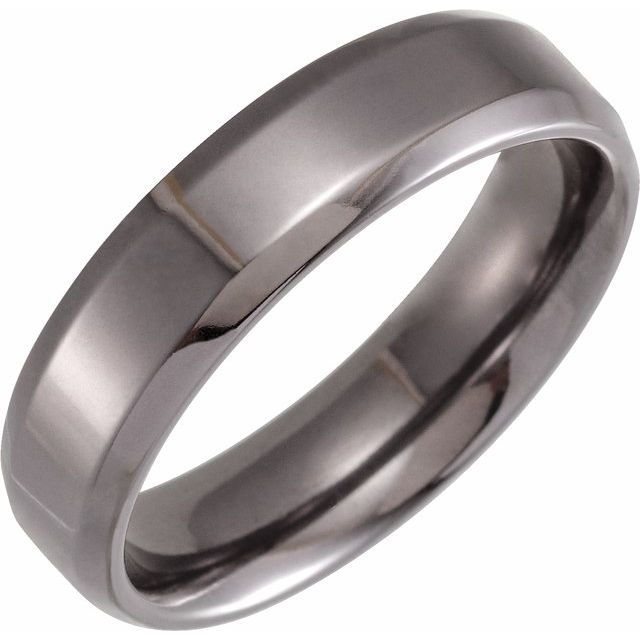 Tantalum Polished Beveled-Edge Comfort-Fit Band