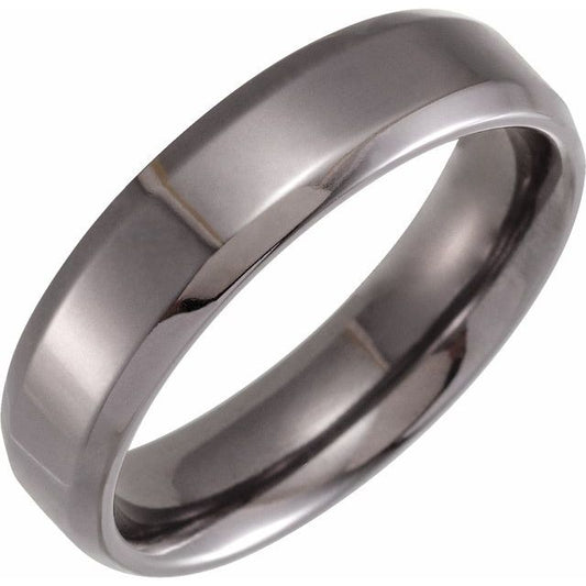 Tantalum Polished Beveled-Edge Comfort-Fit Band