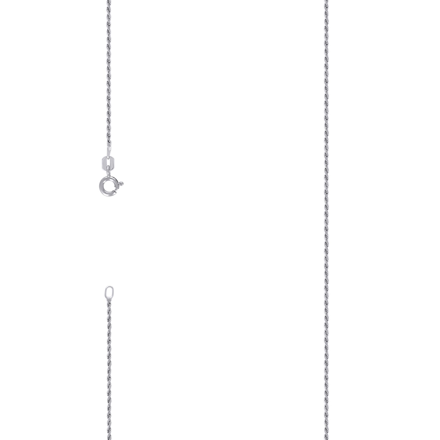 Sterling Silver Rhodium Plated Solid Rope Silver Chain