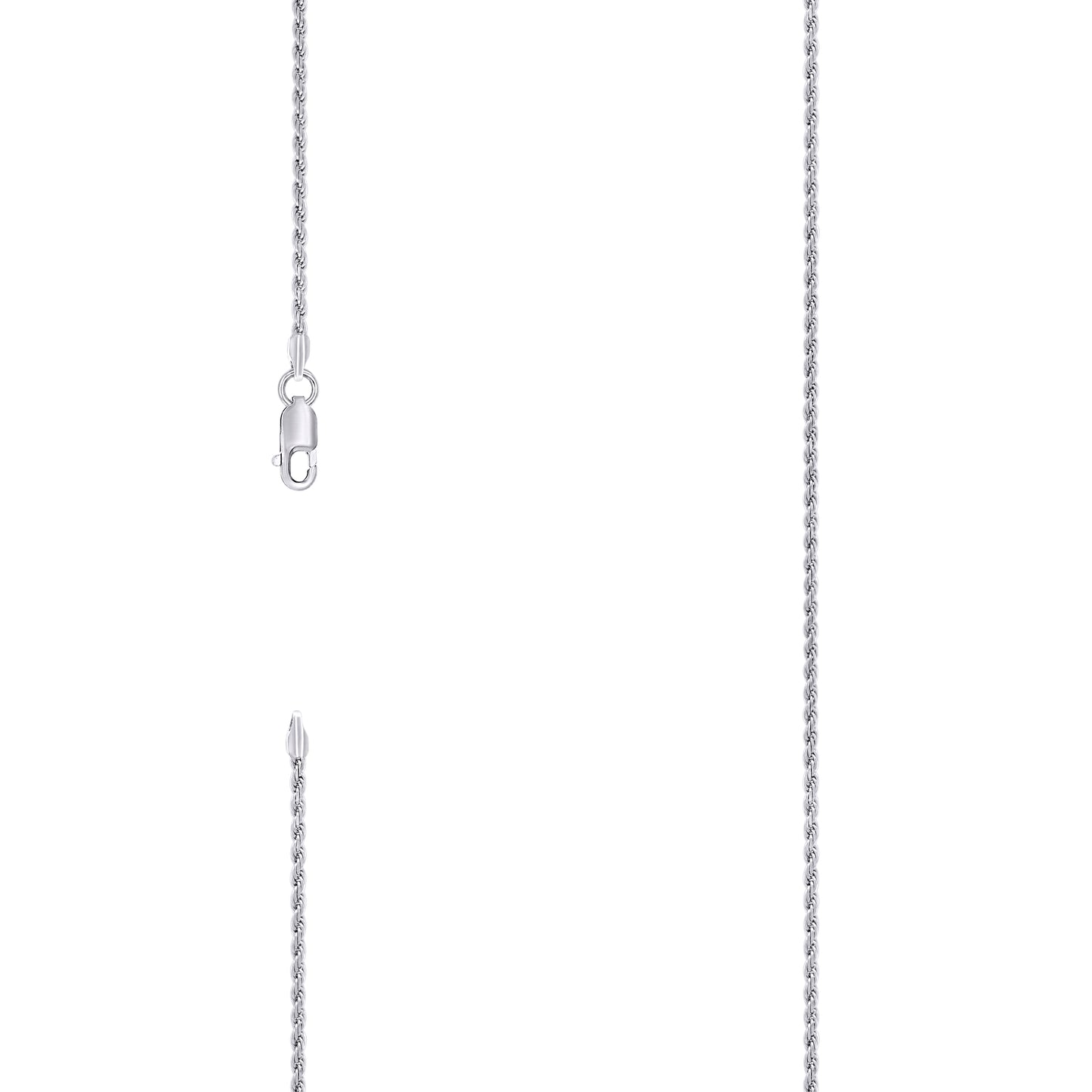Sterling Silver Rhodium Plated Solid Rope Silver Chain