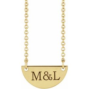 14K Yellow Gold 13 X 6.6 Mm 16-18 In Polished Engravable Half Moon Necklace