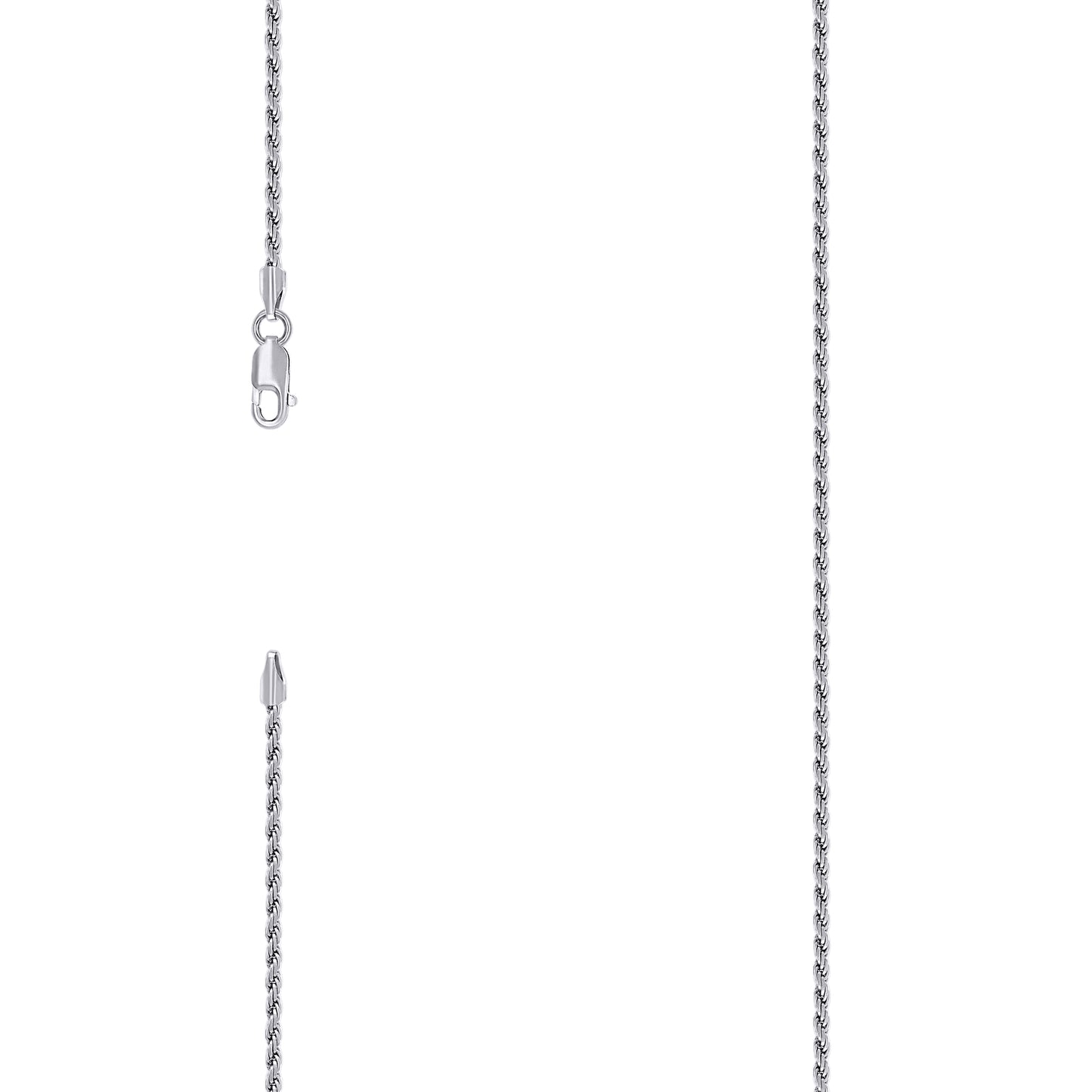 Sterling Silver Rhodium Plated Solid Rope Silver Chain