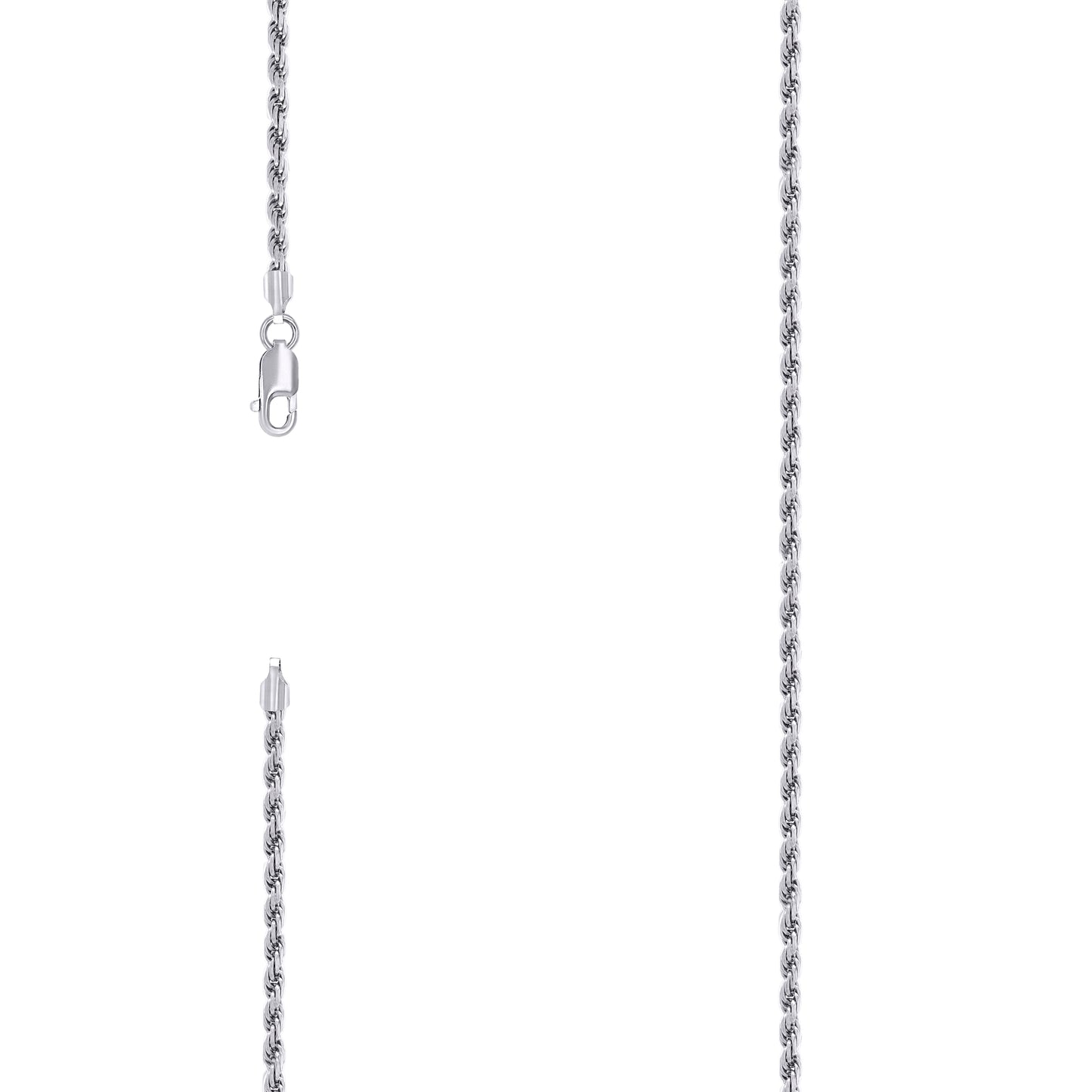 Sterling Silver Rhodium Plated Solid Rope Silver Chain