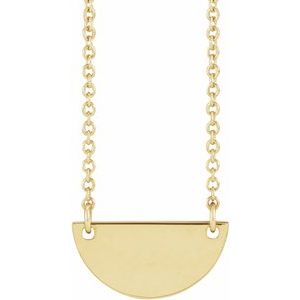 14K Yellow Gold 13 X 6.6 Mm 16-18 In Polished Engravable Half Moon Necklace