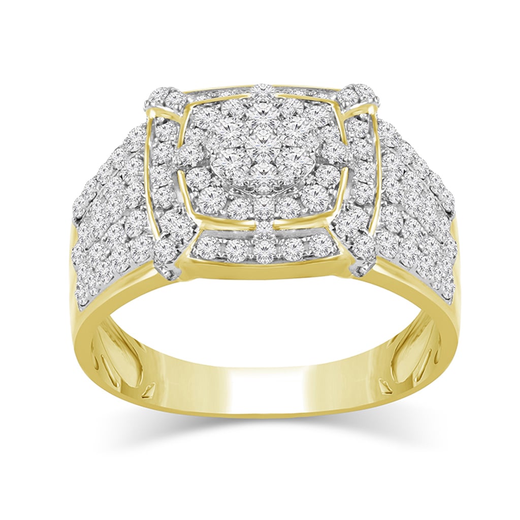 10K Yellow Gold 2.37-2.40 Cttw Round Diamond Men's Ring