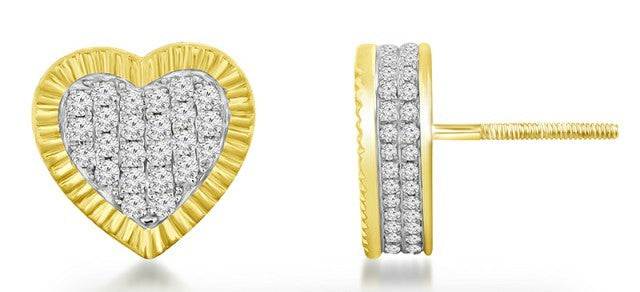 14K Yellow Gold 0.66-0.70 Cttw Diamond "Heart" Earring