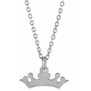 Sterling Silver  Metal Crown Necklace, Length: 18 In