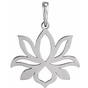 14K White Gold Petite Lotus Pendant