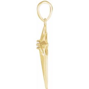 14K Yellow Gold Round 1.8Mm G-H I1 .03 Ctw Natural Diamond Star Cross Pendant