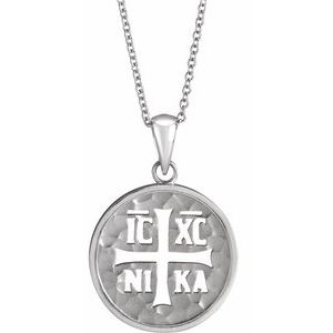 Sterling Silver 26.17 X 17.7 Mm 16-18 In Polished Orthodox Ic Xc Nika Medallion Necklace