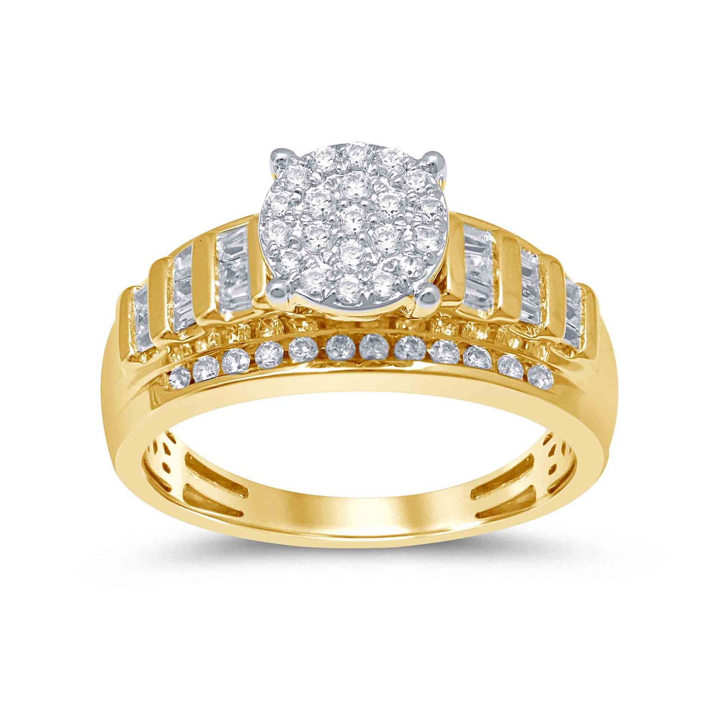 10K Yellow Gold 0.46-0.54 Cttw Diamond Cindrella Round Ring