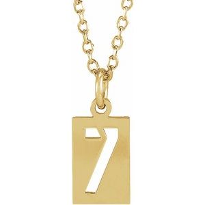 14K Yellow Gold Numeral 7 12.41 X 5.32 Mm 16-18 In Polished Pierced Numeral Dog Tag Necklace