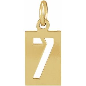 14K Yellow Gold Numeral 7 12.41 X 5.32 Mm Polished Pierced Numeral Dog Tag Pendant