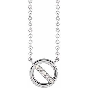 14K White Gold Round 1.2Mm G-H I1 .03 Ctw Natural Diamond Minimalist Circle Necklace, Length: 18 In