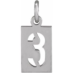 Sterling Silver Numeral 3 12.41 X 5.32 Mm Polished Pierced Numeral Dog Tag Pendant