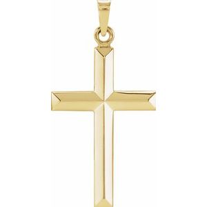 14K Yellow Gold 27.7 X 16.4 Mm Polished Cross Pendant