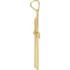 14K Yellow Gold 27.7 X 16.4 Mm Polished Cross Pendant