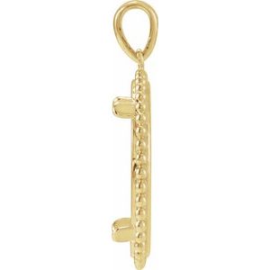 14K Yellow Gold 17.9 Mm Tab Back Polished Tab Back Beaded Coin Frame Pendant